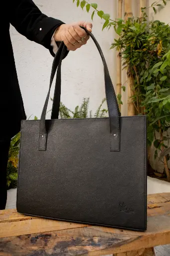 Black Leather Tote Bag